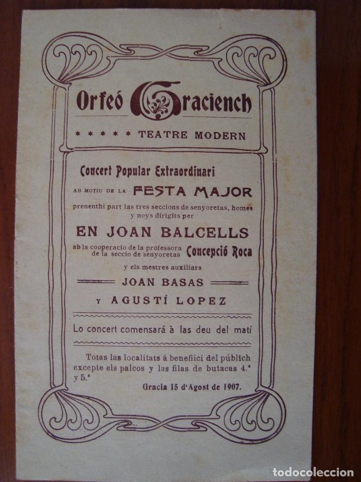 Catalogues publicitaires: ORFE&Oacute; GRACIENCH. TEATRE MODERN. BARCELONA, 1907.