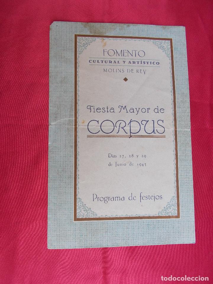 Werbekataloge: FOMENTO CULTURAL Y ARTISTICO. MOLINS DE REY. FIESTA MAYOR DE CORPUS. 1943.