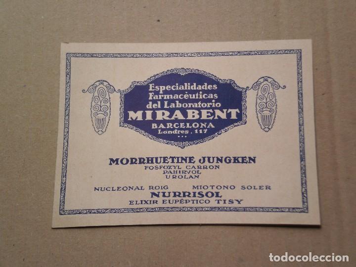 Cataloghi pubblicitari: IMPRESO PUBLICITARIO ORIGINAL , ESPECIALIDADES FARMACEUTICAS LABORATORIO MIRABENT , A&Ntilde;OS 40 . RARO