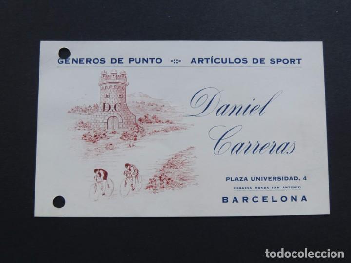 Cat&aacute;logos publicit&aacute;rios: TARJETA COMERCIAL / GENEROS DE PUNTO - ARTICULOS DE SPORT / DANIEL CARRERAS / BARCELONA A&Ntilde;OS 40
