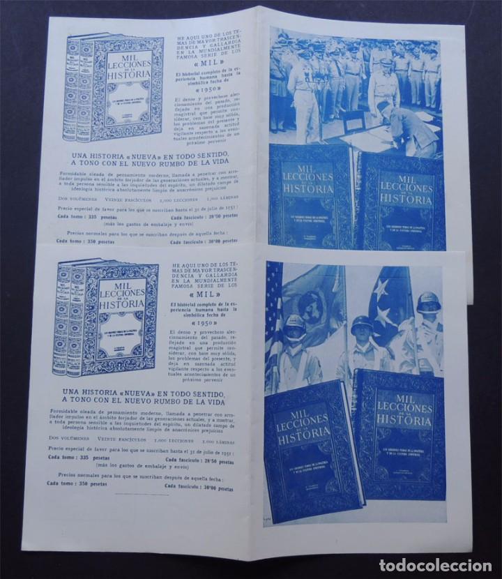 Cat&aacute;logos publicit&aacute;rios: 2 FOLLETOS PUBLICIDAD EDITORIAL / MIL LECCIONES DE HISTORIA / VICENS VIVES A&Ntilde;O 1950