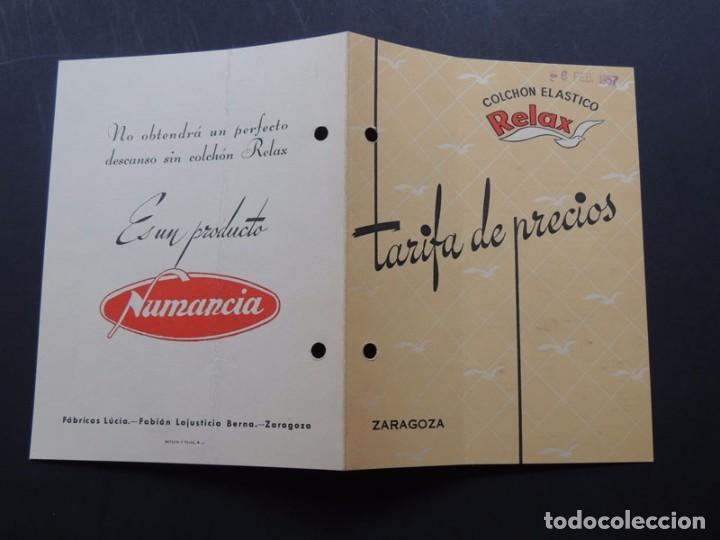 Cat&aacute;logos publicit&aacute;rios: FABRICAS LUCIA -NUMANCIA / CONCHON RELAX / TARIFA PRECIOS 1957 / FABIAN LAJUSTICIA / ZARAGOZA