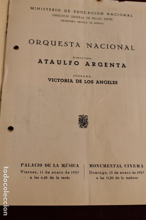 Cat&aacute;logos publicitarios: PROGRAMA ORQUESTA NACIONAL,DIRECTOR: ATAULFO ARGENTA, SOPRANO VICTORIA DE LOS ANGELES