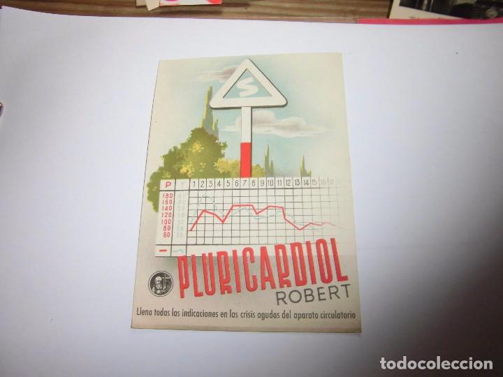 Advertising Catalogs: TARJETA PUBLICITARIA  CIRCULADA PLURICARDIOL ROBERT GOTAS INYECTABLES 1956