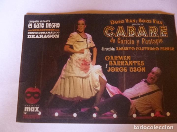 Cat&aacute;logos publicitarios: postal cabare de caricia y puntapie con carmen barruntes y jorge uson