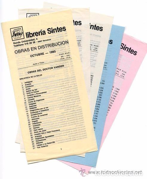 Werbekataloge: FOLLETO - CAT&Aacute;LOGO - LOTE DE 5 FOLLETOS DE PUBLICACIONES DE LA LIBRER&Iacute;A SINTES (BARCELONA)