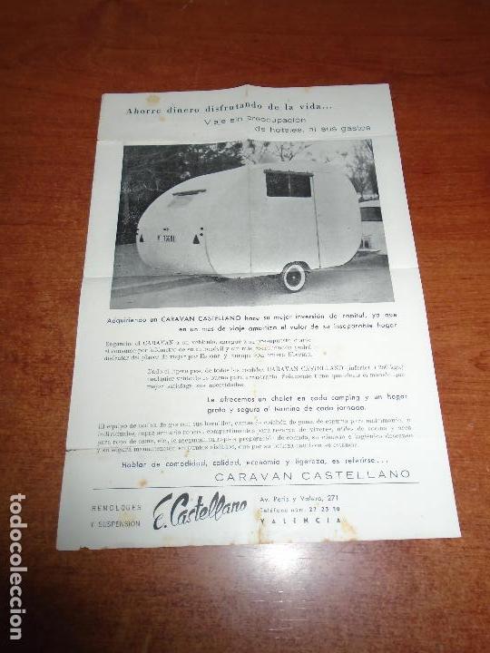 Cat&aacute;logos publicitarios: ANTIGUO FOLLETO DE MANO PUBLICIDAD CARAVAN CASTELLANO MODELO 1800, AVDA. PERIS Y VALERO, VALENCIA