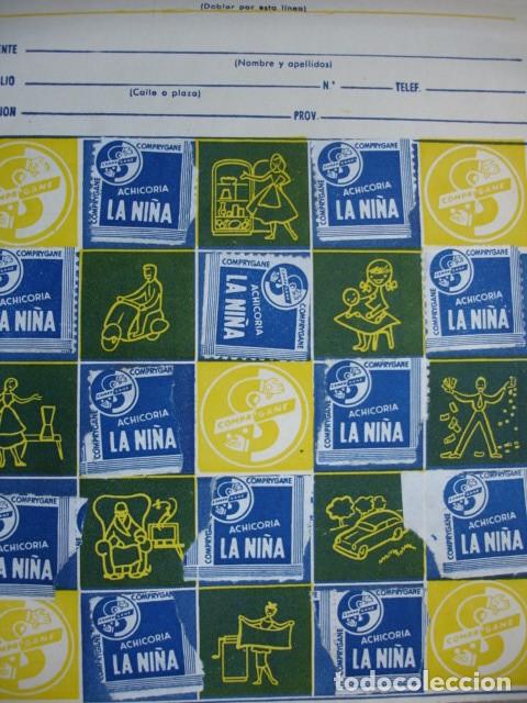 Cat&aacute;logos publicit&aacute;rios: HOJA PORTASELLOS COMPREYGANE. CON  SELLOS ACHICORIA LA NI&Ntilde;A