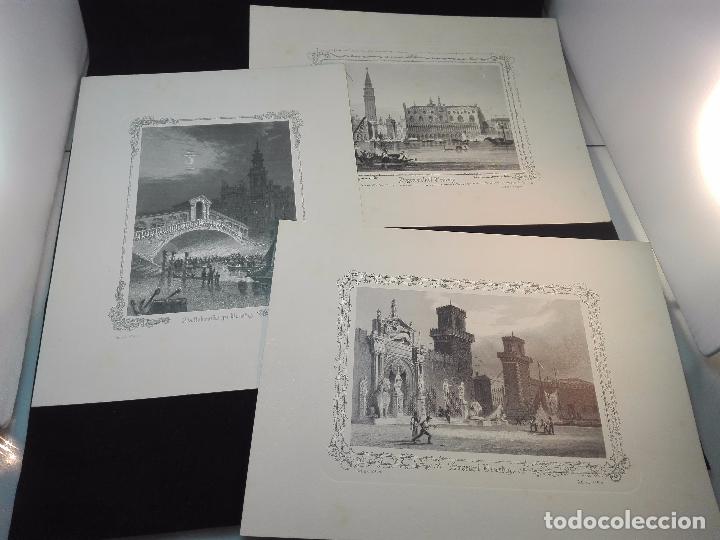 Werbekataloge: LOTE DE 3 GRABADOS DE PAISAJES VENECIANOS DEL SIGLO XVIII - CARPETAS PUBLICIDAD MEDICAMENTOS -