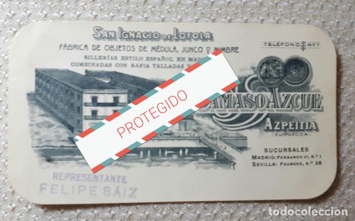 Advertising Catalogs: ANTIGUA TARJETA PUBLICITARIA SAN IGNACIO DE LOYOLA Y D&Aacute;MASO AZCUE TONELERIA AZPEITIA GUIP&Uacute;ZCOA