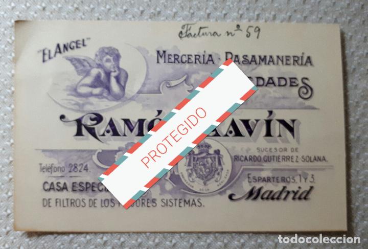 Advertising Catalogs: ANTIGUA TARJETA PUBLICITARIA EL &Aacute;NGEL RAM&Oacute;N LAVIN MERCERIA PASAMANERIA FILTROS MADRID