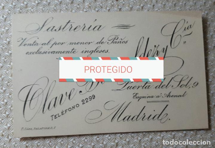 Advertising Catalogs: ANTIGUA TARJETA PUBLICITARIA SASTRERIA OLAVE BERNALDEZ Y CIA MADRID