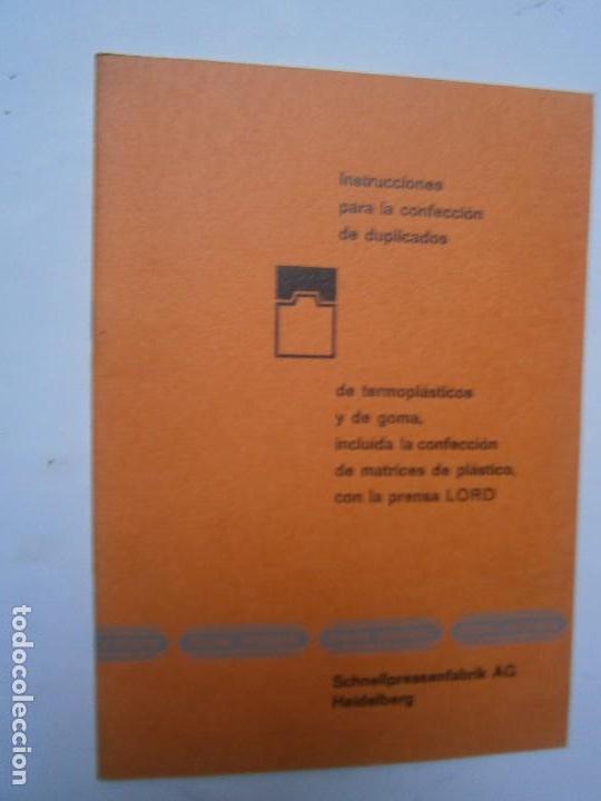 Cat&aacute;logos publicitarios: PUBLICIDAD CATALOGOS -PRENSA LORD INSTRUCIONES PARA LA CONFECCION DE DUPLICADOS TERMOPLASTICOS