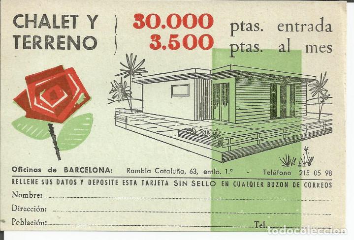 Cat&aacute;logos publicitarios: TARJETA ZONA RESIDENCIAL *LOS ROSALES* BARCELONA - CHALET Y TERRENO, A&Ntilde;O 1968