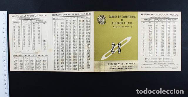 Werbekataloge: CUADRIPTICO ARTURO VIVES PLANAS, CAMARA CORREDORES ALGODON HILADO CON RESISTENCIAS Y EQUIVALENCIAS