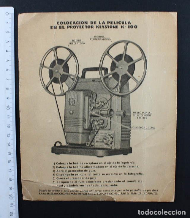 Werbekataloge: FOLLETO INSTRUCCIONES COLOCACION DE LA PELICULA EN PROYECTOR KEYSTONE K-100 CARTON 20 X 16,50 CM