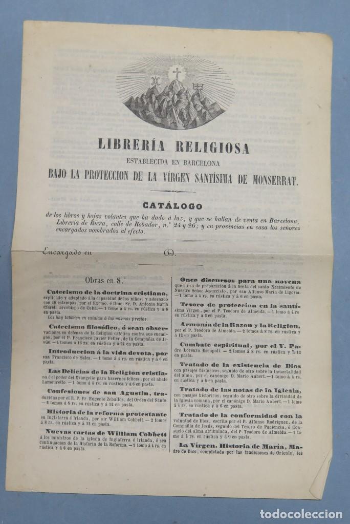 Catalogues publicitaires: 1858.- CATALOGO LIBRERIA RELIGIOSA. BARCELONA