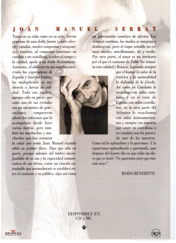 Cat&aacute;logos publicitarios: programa presentaci&oacute;n disco serrat ... eres &uacute;nico! - Foto 4
