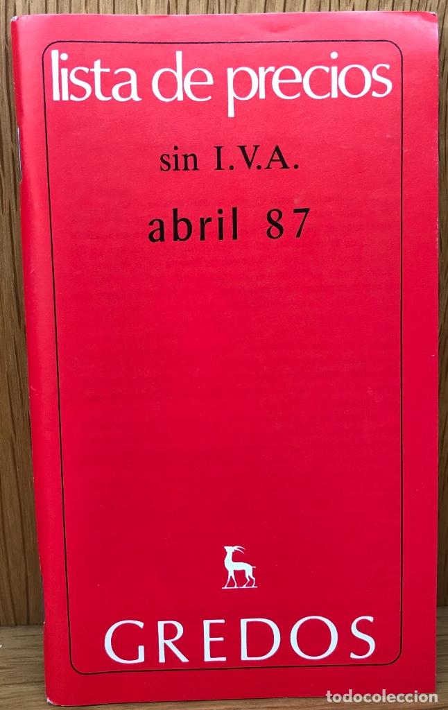 Cat&aacute;logos publicitarios: Catalogo de libros de Editorial Gredos - Abril 1987