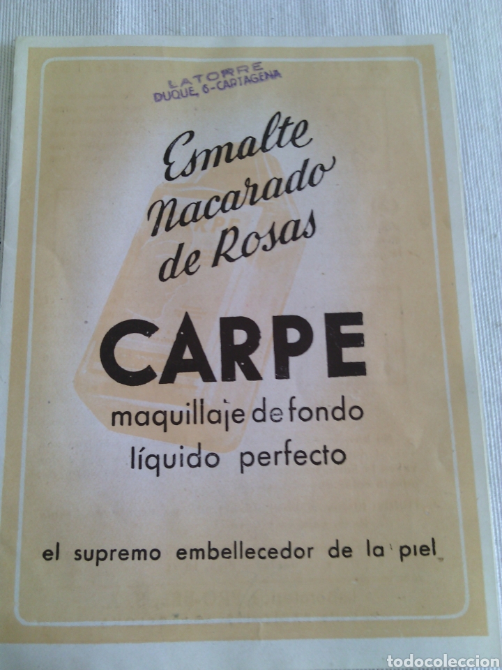 Catalogues publicitaires: ESMALTE NACARADO DE ROSAS.CARPE.1944.PUBLICIDAD ORIGINAL.