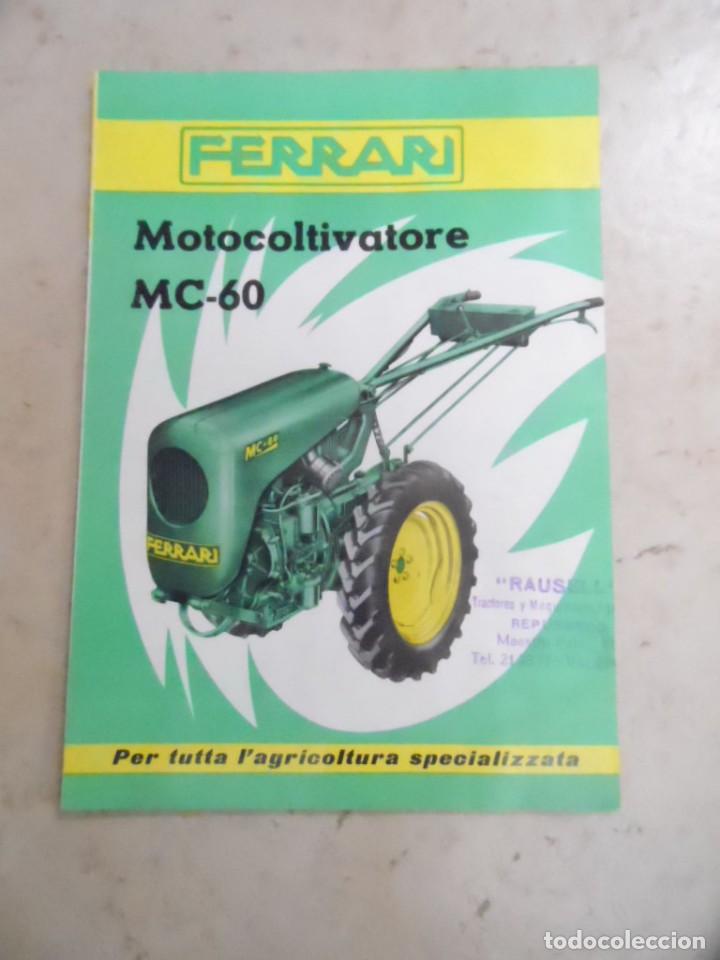 Cat&aacute;logos publicitarios: TRACTOR MOTOCULTOR FERRARI FOLLETO CATALOGO MOTOCULTORES CON CARACTERISTICAS TECNICAS