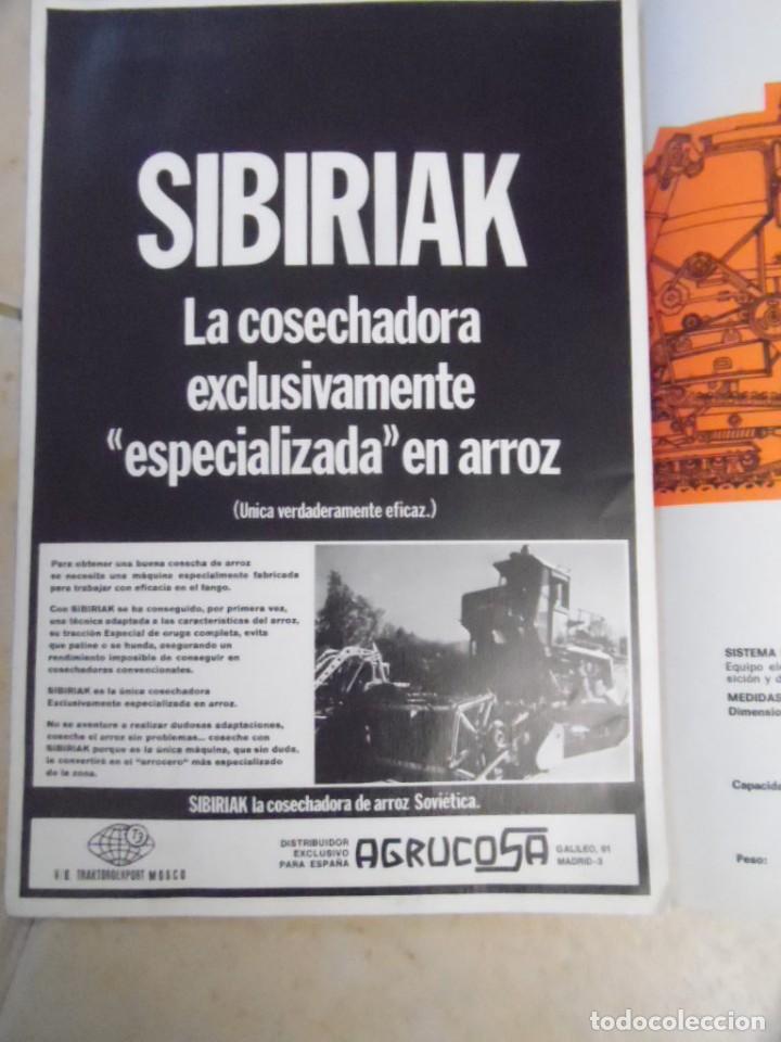 Cat&aacute;logos publicitarios: TRACTOR SIBIRIAK MOD SKD 5R ESPECIAL COSECHA ARROZ FOLLETO CON CARACTERISTICAS TECNICAS AGRUCOSA