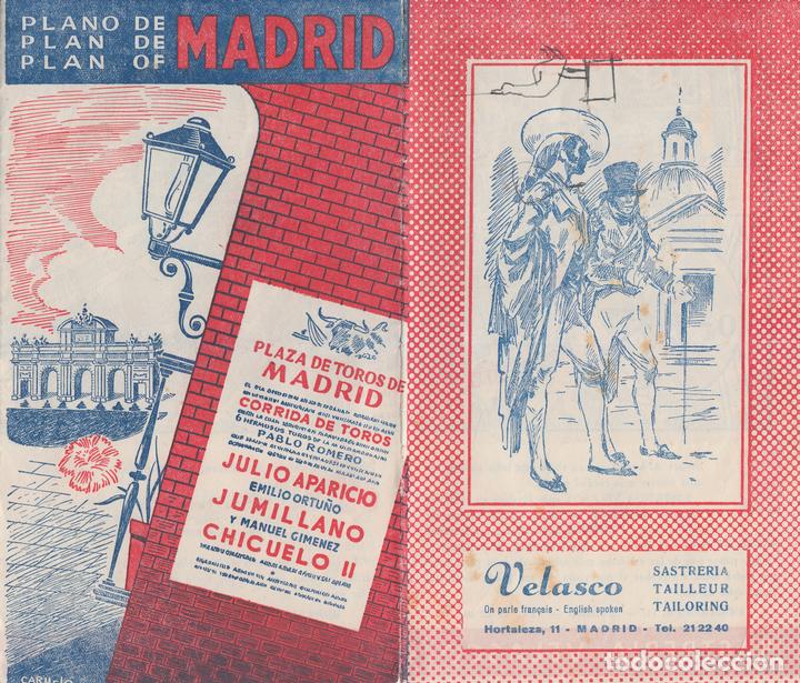 Cat&aacute;logos publicit&aacute;rios: Antiguo plano de Madrid, con publicidad de Sastrer&iacute;a Velasco, Hortaleza, 11. A&ntilde;os 50?