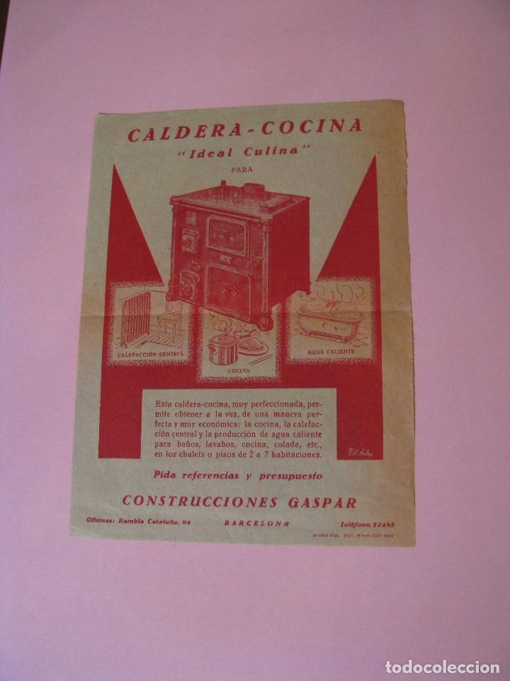 Cat&aacute;logos publicitarios: HOJA PUBLICITARIA DE CALDERA COCINA IDEAL CULINA. CONSTRUCCIONES GASPAR BARCELONA. A&Ntilde;OS 30.
