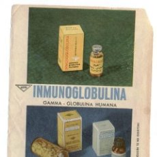 Catálogos publicitarios: PUBLICIDAD FARMACÉUTICA: INMUNOGLOBINA (GLOBULINA HUMANA) E HIDROFON B6 (QUIMIOTERÁPICO) - AÑOS 60