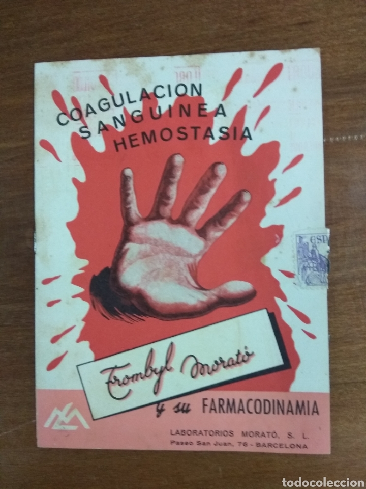 Cataloghi pubblicitari: Coagulaci&oacute;n sangu&iacute;nea hemostasia. Folleto. A&ntilde;o 1949