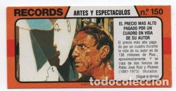 Cat&aacute;logos publicitarios: CROMO RECORDS DE BIMBO PICASSO - Foto 1
