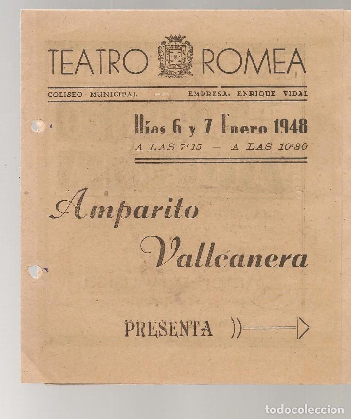 Catalogues publicitaires: PROGRAMA TEATRO ROMEA MURCIA, 1948, compa&ntilde;&iacute;a AMPARITO VALLCANERA oferta