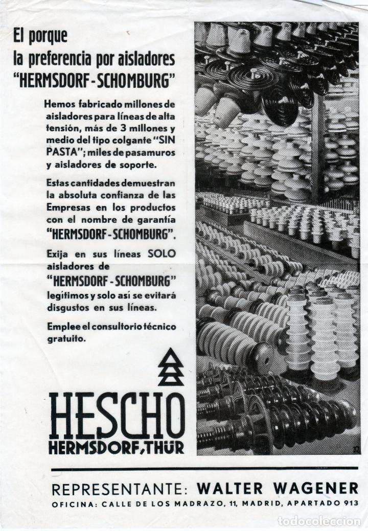 Catalogues publicitaires: CATALOGO PUBLICITARIO. HERMSDORF- DCHOMBURG. HESCHO HERMSDORF, TH&Uuml;R. MEDIDAS : 30 X 21 CM.