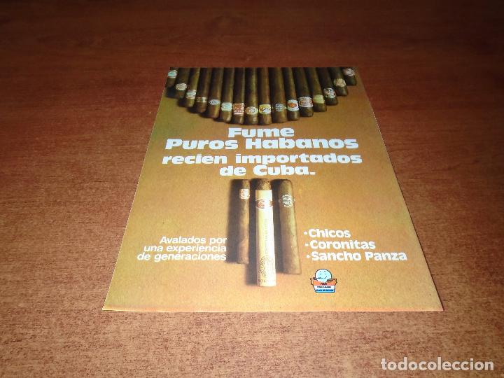 Cat&aacute;logos publicitarios: PUBLICIDAD EN PRENSA DE 1975: PUROS HABANOS. CHICOS. CORONITAS. SANCHO PANZA