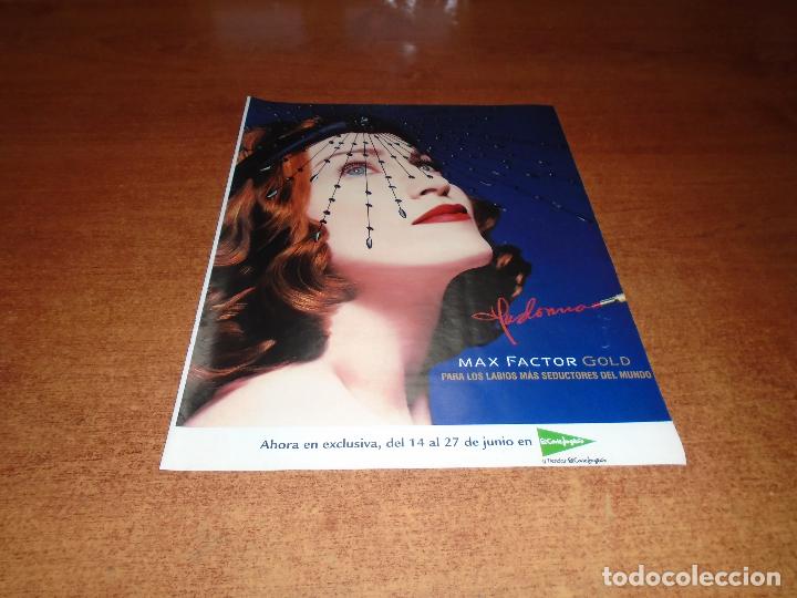Cat&aacute;logos publicitarios: PUBLICIDAD PRENSA 1999: MAX FACTOR GOLD CON MADONNA