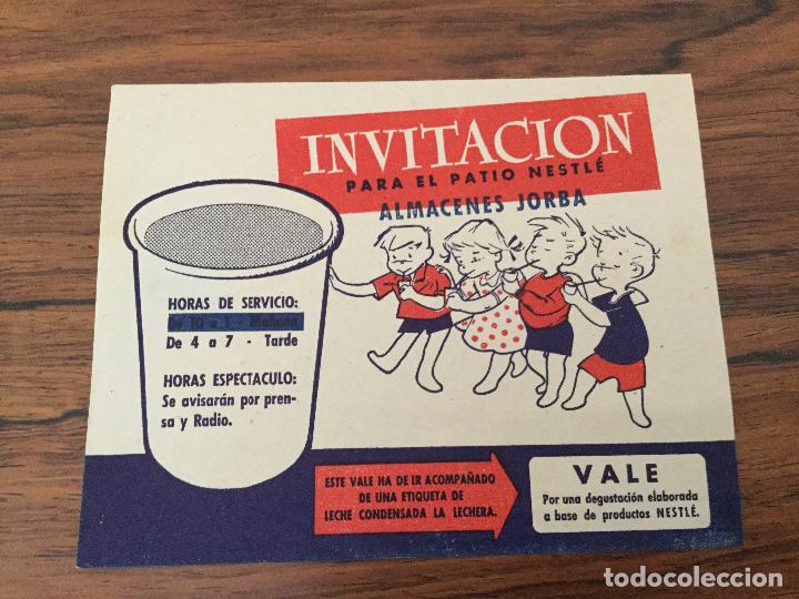 Cat&aacute;logos publicitarios: INVITACION PARA EL PATIO NESTLE ALMACENES JORBA. FERIA