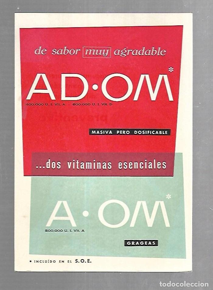 Catalogues publicitaires: PUBLICIDAD. FARMACIA. VITAMINAS ESENCIALES. ADOM - EUSIL VACUNA. VER DORSO