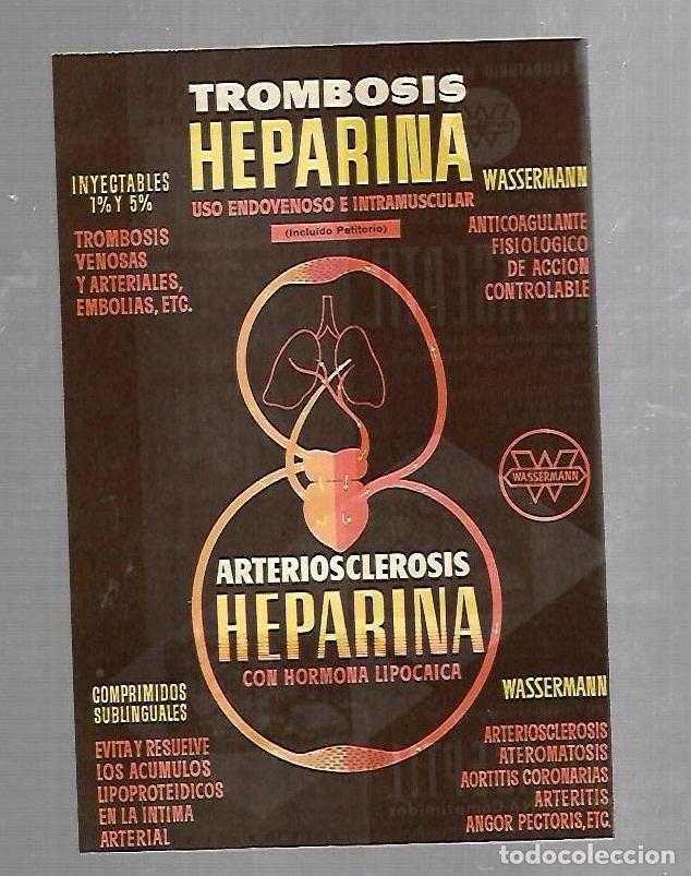 Catalogues publicitaires: PUBLICIDAD. FARMACIA. TROMBOSIS HEPARINA. TRI-ASEPTIL. WASSERMANN. VER DORSO