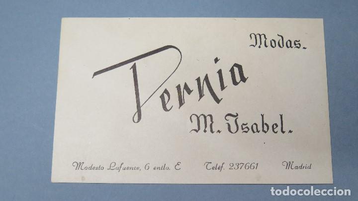 Werbekataloge: TARJETA PUBLICITARIA. PERNIA. M. ISABEL. MODAS. MADRID