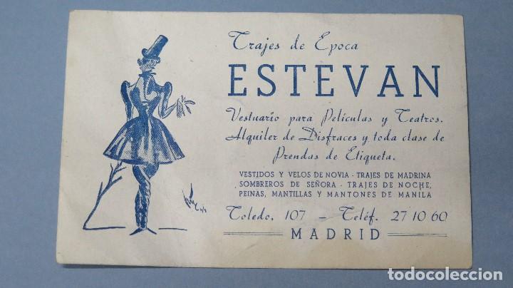 Catalogues publicitaires: TARJETA PUBLICITARIA. TRAJES DE EPOCA. ESTEVAN. TEATRO. PELICULA. MADRID