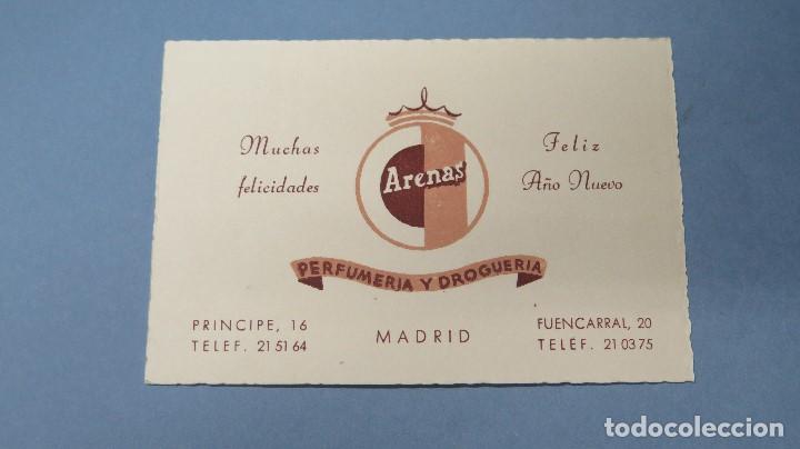 Catalogues publicitaires: TARJETA PUBLICITARIA. ARENAS. PERFUMERIA DROGUERIA. FELICITACION A&Ntilde;O NUEVO. MADRID