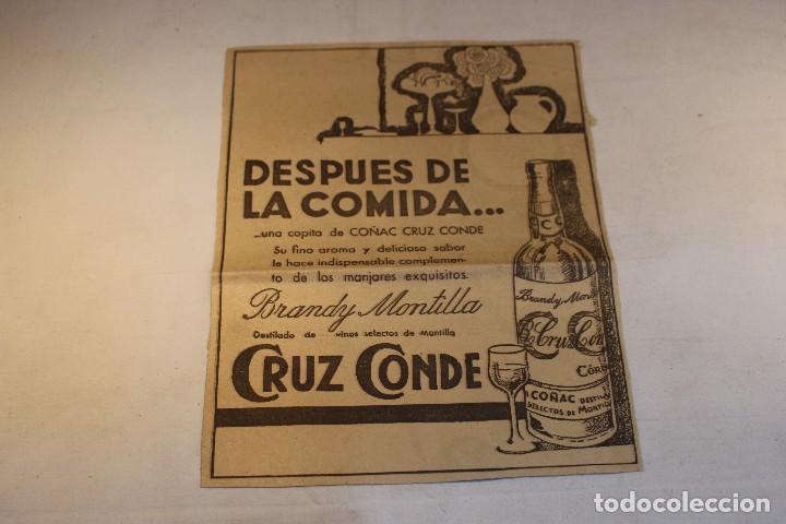 Cat&aacute;logos publicitarios: Publicidad de Peri&oacute;dico de Cruz Conde Brandy Montilla / Recorte ABC a&ntilde;o 41'