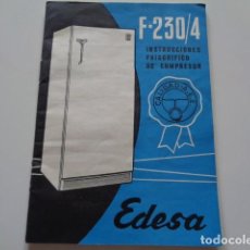 Catálogos publicitarios: EDESA. BILBAO 1965. INSTRUCCIONES FRIGORIFICO DE COMPRESOR F230/4. Lote 128246887