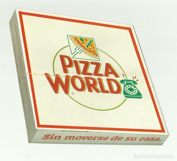 Cat&aacute;logos publicitarios: Pizza World folleto desplegable con precio en pesetas