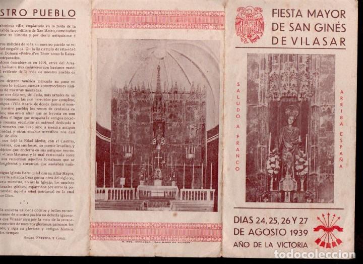 Cat&aacute;logos publicitarios: L26-19 Guerra Civil FIESTA MAYOR DE SAN GINES DE VILASAR  Programa General de Festejos A&ntilde;o 1939.