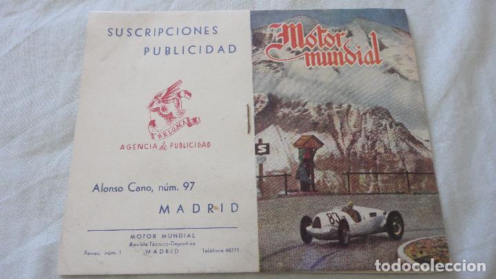 Advertising Catalogs: MOTOR MUNDIAL. REVISTA TECNICO-DEPORTIVA. TARJETA DE SUSCRIPCION. BELOMA. MADRID.