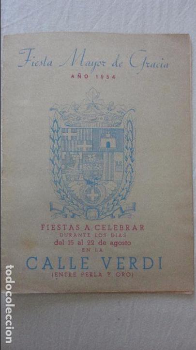 Cat&aacute;logos publicitarios: FIESTA MAYOR DE GRACIA.CALLE VERDI.BARCELONA 1954
