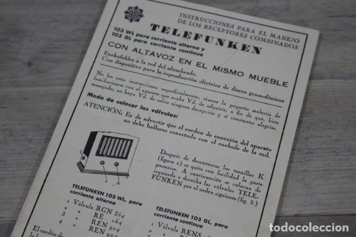 Advertising Catalogs: TELEFUNKEN/ Instrucciones para el manejo de los receptores Combinados- a&ntilde;os 30'-40' / 21x15 cm