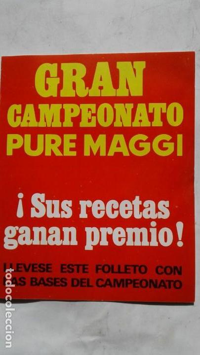 Advertising Catalogs: recetario cocina triptico campeonato pure Maggi receta Candido Segovia 12 x 15 cms-NUEVO
