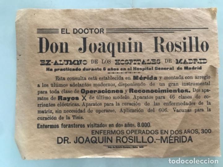 Cat&aacute;logos publicitarios: ANTIGUA PUBLICIDAD DOCTOR DON JOAQU&Iacute;N ROSILLO MERIDA BADAJOZ